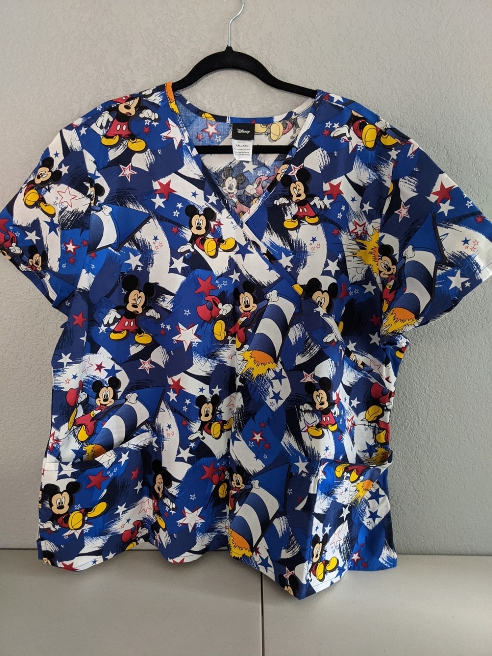 Disney Holiday Mickey Mouse Medical Office Uniform Scrub Top Costume Patriotic